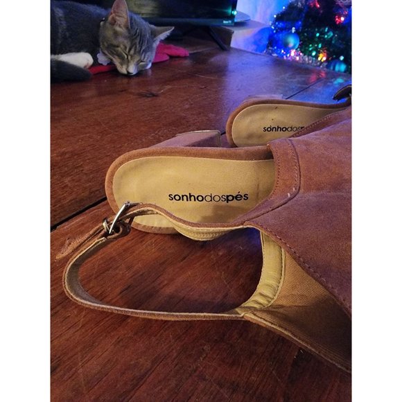 Womens Sonhodospes Slingback Sandals Brown suede sz 10 - Picture 5 of 7